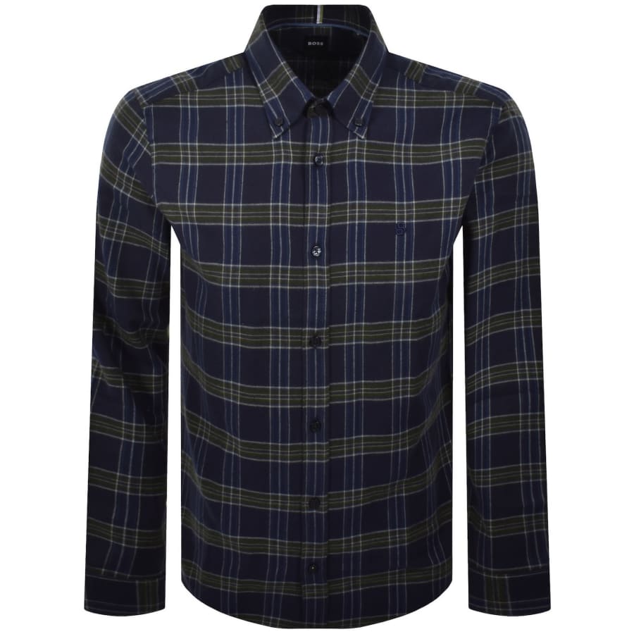BOSS Liam Check Shirt Navy Blue | Mainline Menswear x